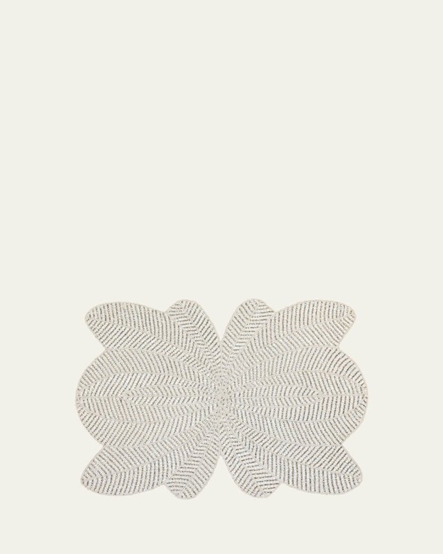 White Peacock Design Hand Beaded Placemat